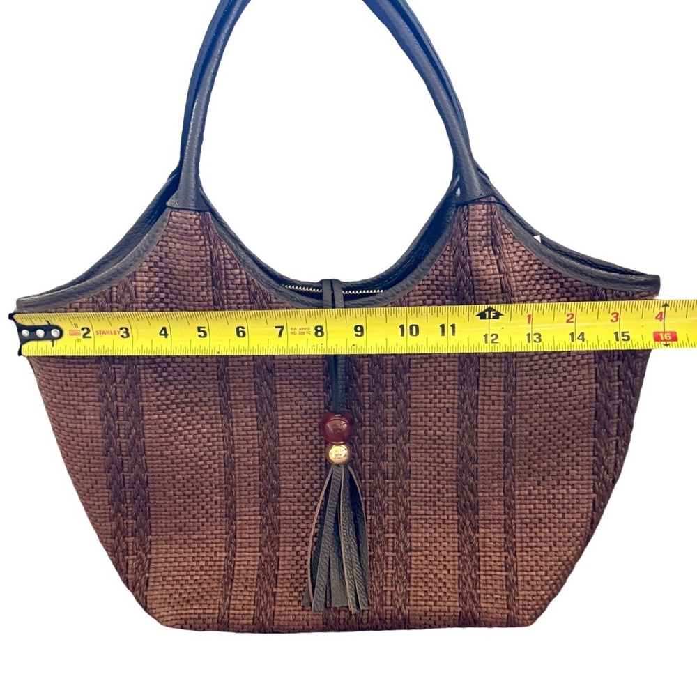 Cheval Firenze Tote Bag Womens Large Brown NEW Woven Leather Made in Italy - Picture 6 of 8
